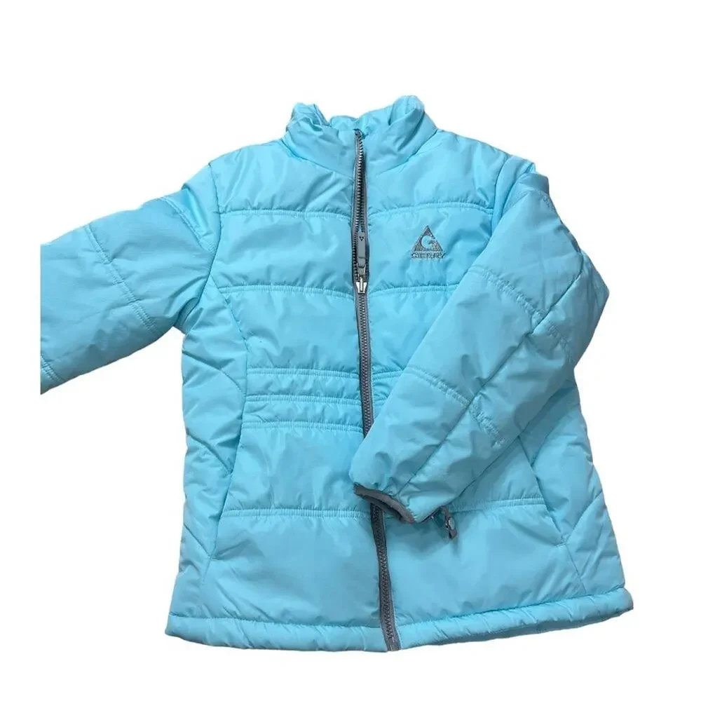 Gerry Girls Size M (10-12) Puffer Coat Jacket Light Blue Front Zip‎ Lightweight